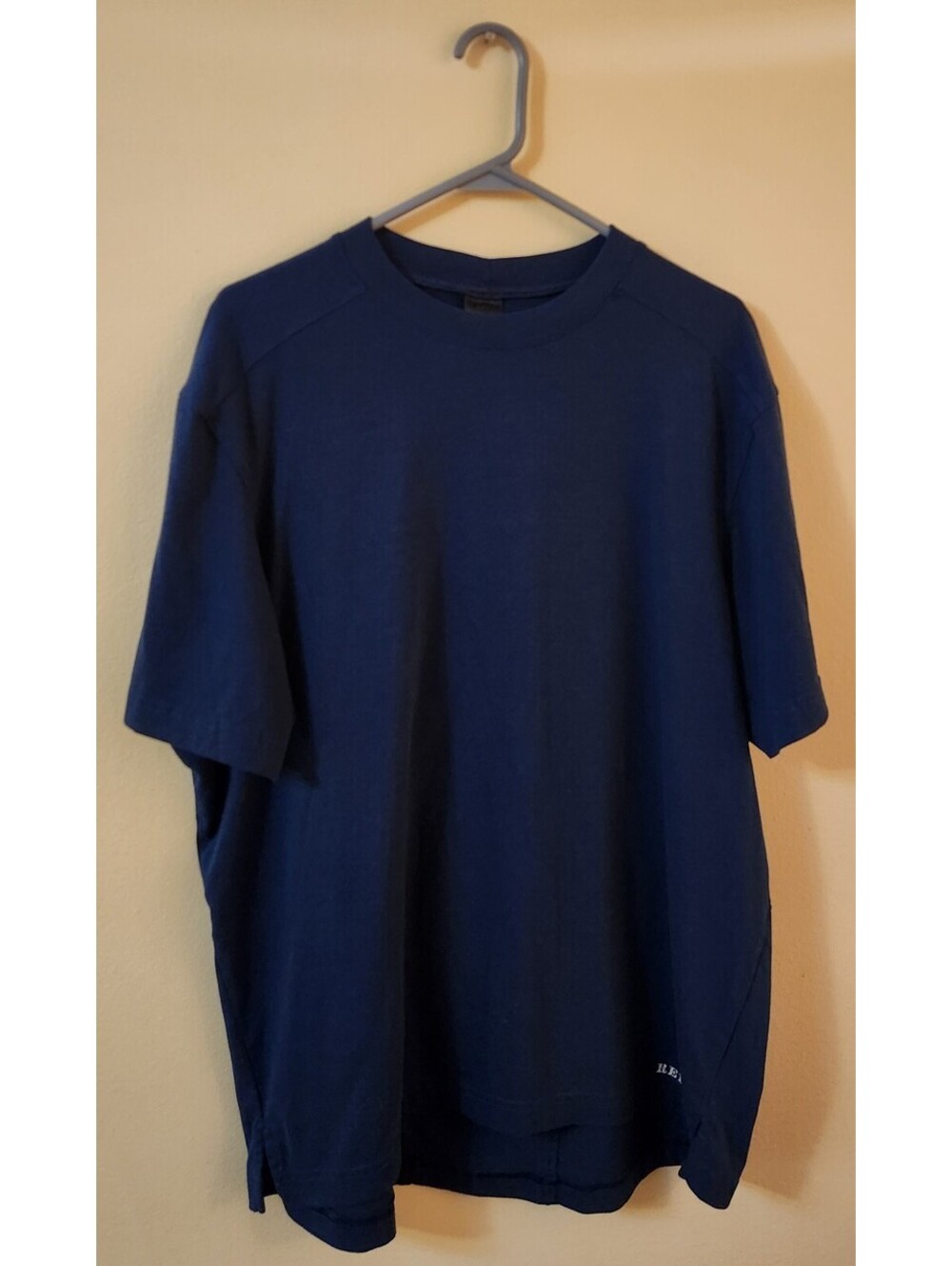 REI Co-Op Junction Cycling Shirt Men's Large Blue Heather Rear Hydration Pocket